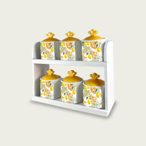 SET 6 BARATTOLI LEMON IN CERAMICA CON MENSOLA