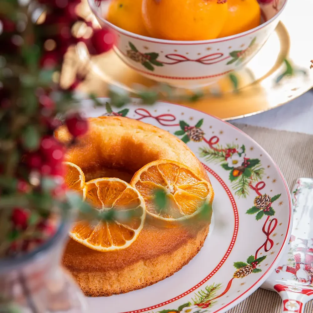 Piatto Panettone Con Paletta Santa Claus In Porcellana