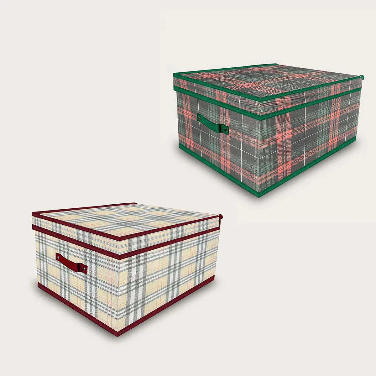 Scatola riponimento tartan in TNT