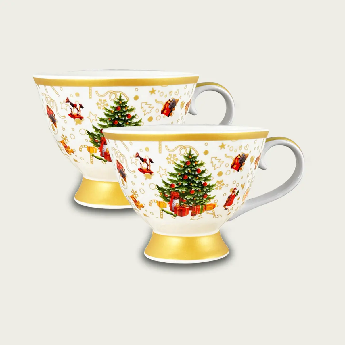 Set 2 mug christmas tree gold