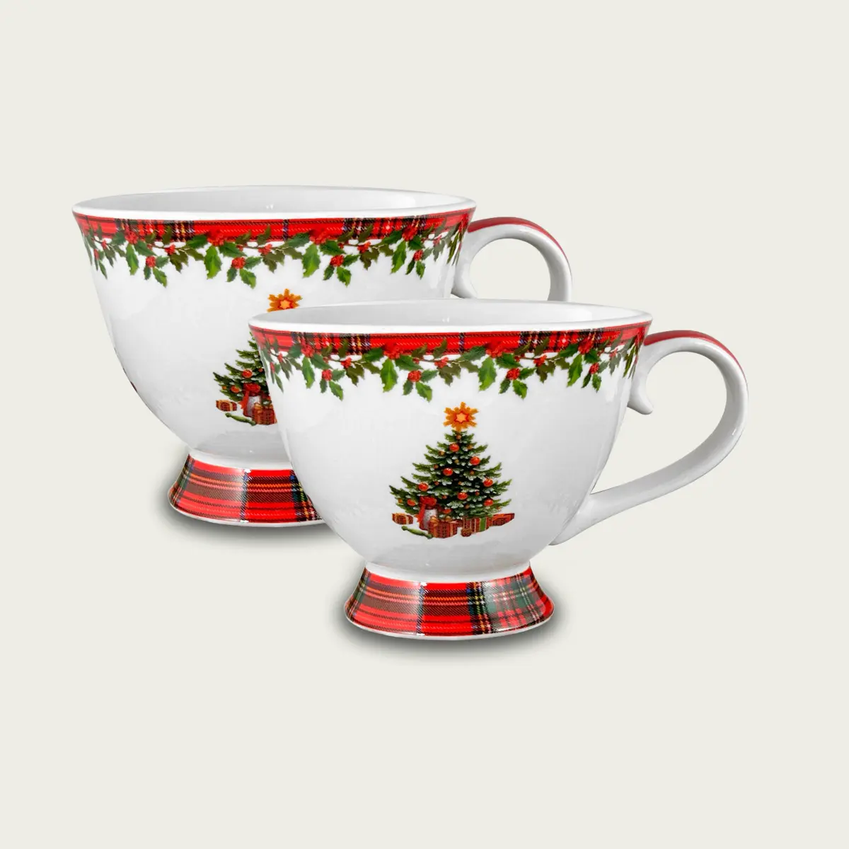 Set 2 mug christmas scottish tree