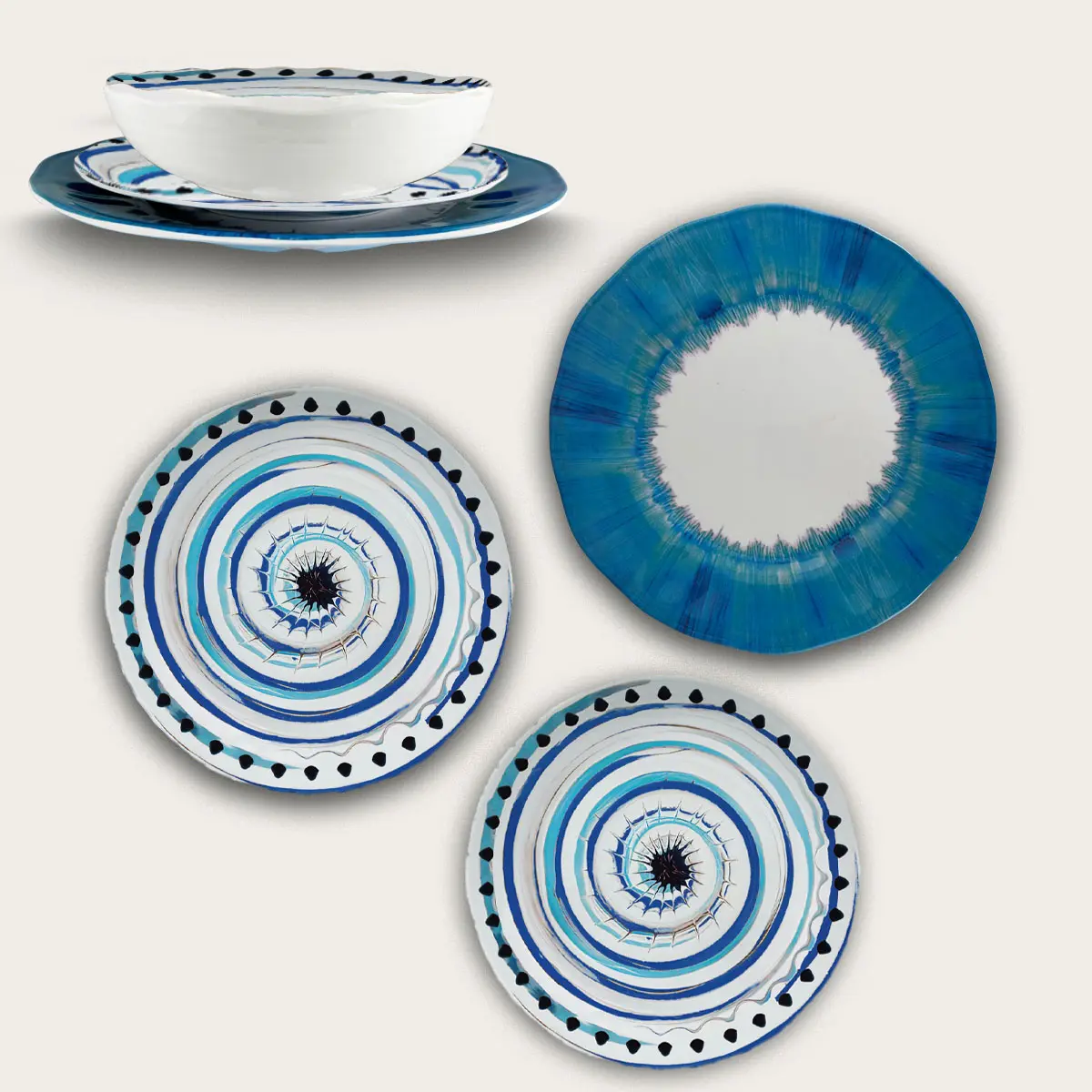 Piatti melamina spirale blu