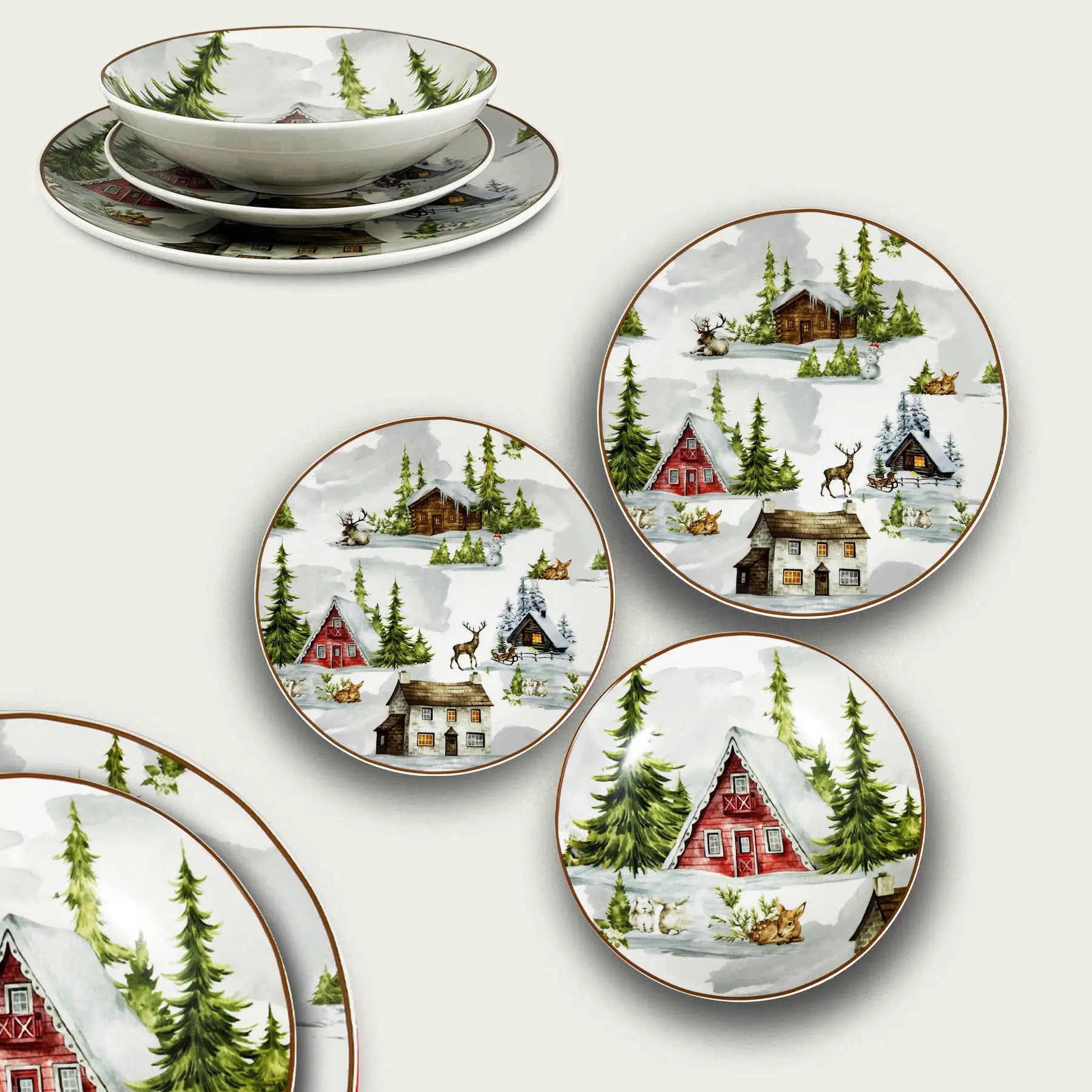 Set 18 Piatti Christmas Land