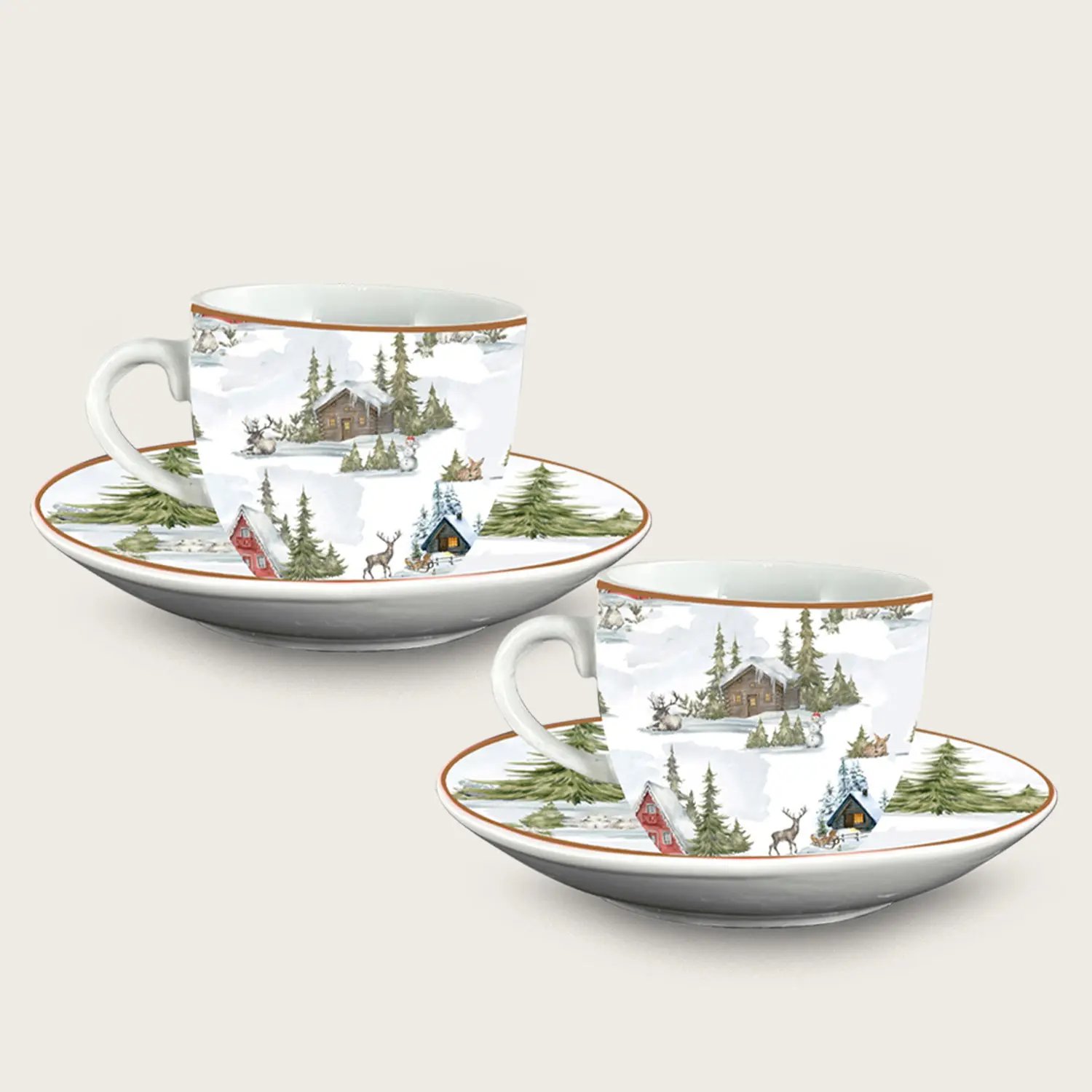 Set 2 tazze da the christmas land con piattino