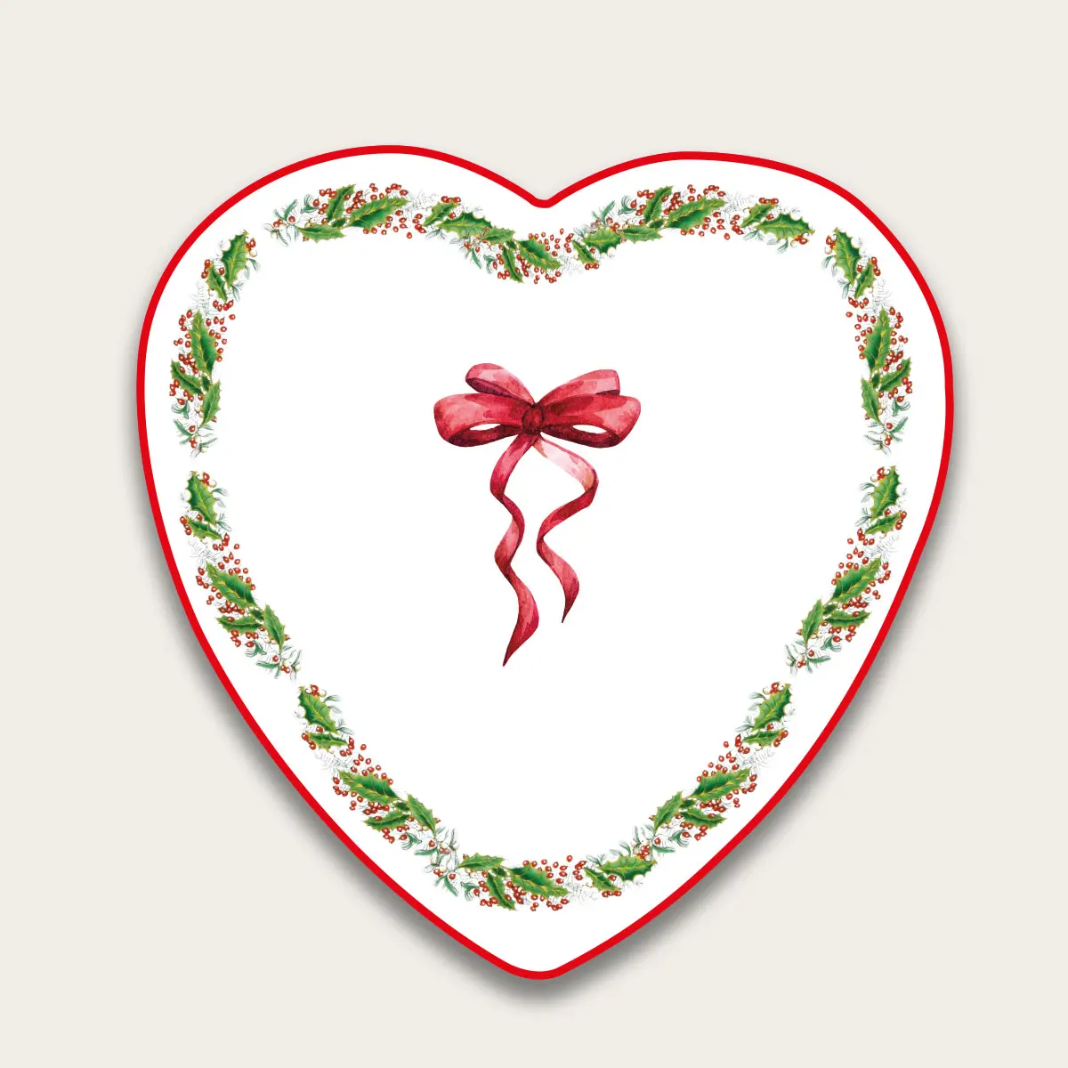 Piatto cuore ribbon in porcellana