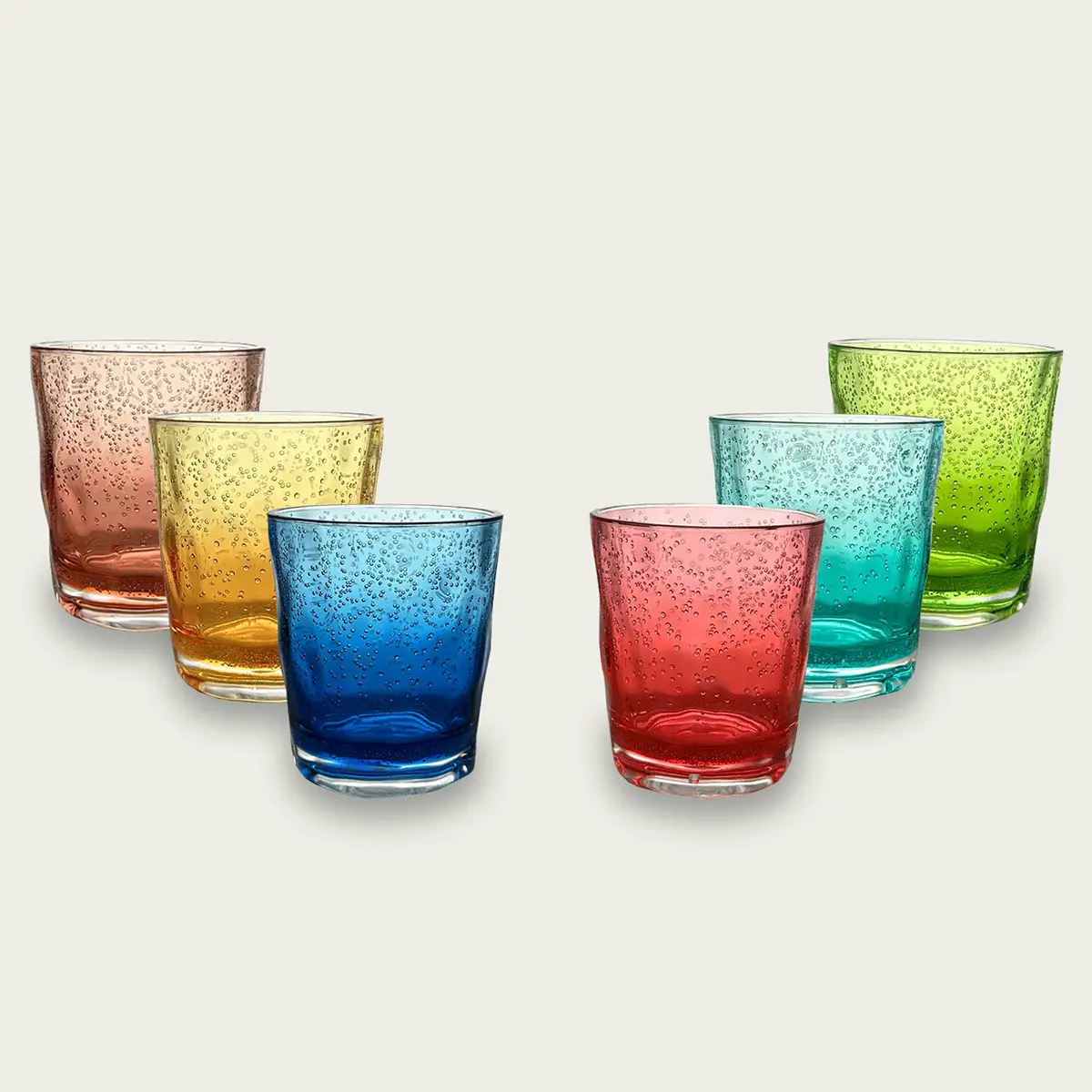 Set 6 tumbler crystal bubbles in plastica acrilica